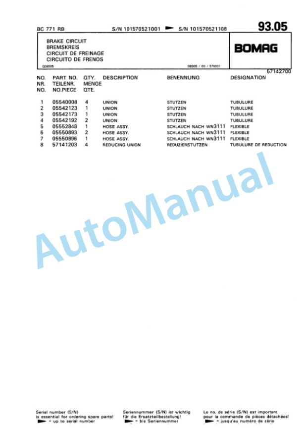Bomag BC 771 RB Sanitary Landfill Compactor Spare Parts Catalogue 00816025 3 Bomag BC 771 RB Sanitary Landfill Compactor Spare Parts Catalogue 00816025-3