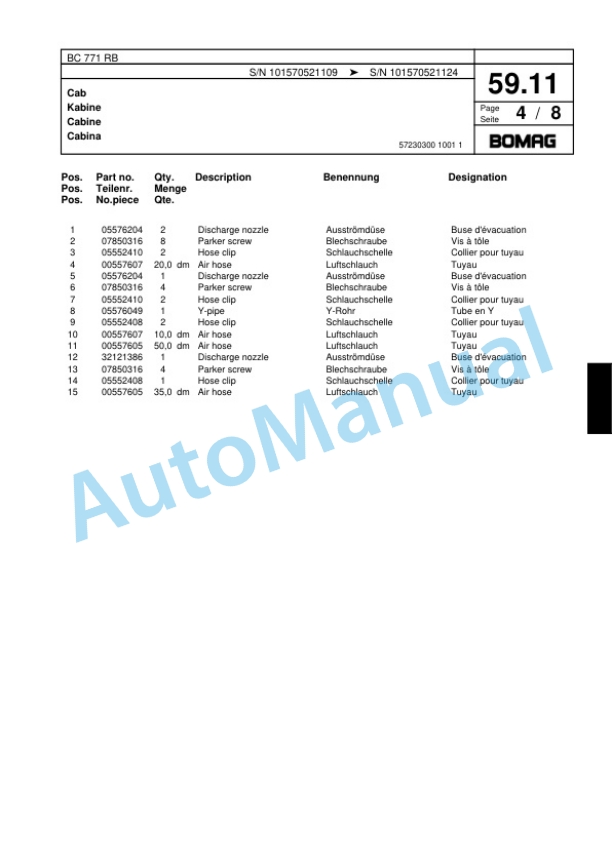 Bomag BC 771 RB Sanitary Landfill Compactor Spare Parts Catalogue 00817403 2 Bomag BC 771 RB Sanitary Landfill Compactor Spare Parts Catalogue 00817403-2