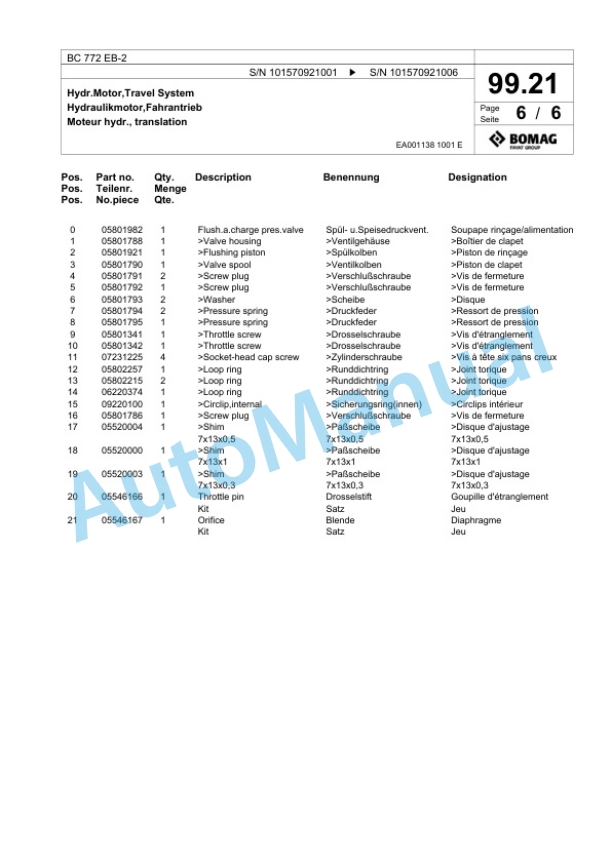 Bomag BC 772 EB-2 Soil Compacter Spare Parts Catalogue 00818187 5 Bomag BC 772 EB-2 Soil Compacter Spare Parts Catalogue 00818187-5