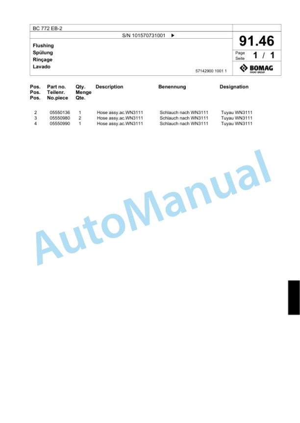 Bomag BC 772 EB-2 Soil Compacter Spare Parts Catalogue 00818897 3 Bomag BC 772 EB-2 Soil Compacter Spare Parts Catalogue 00818897-3
