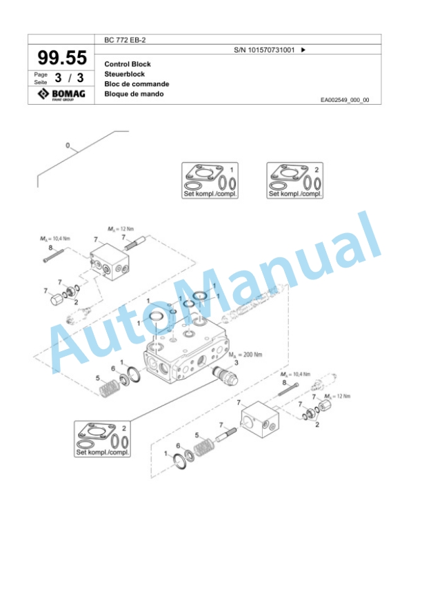 Bomag BC 772 EB-2 Soil Compacter Spare Parts Catalogue 00818897 5 Bomag BC 772 EB-2 Soil Compacter Spare Parts Catalogue 00818897-5