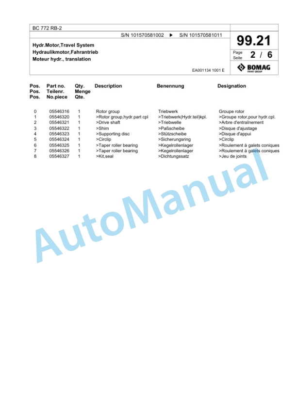 Bomag BC 772 RB-2 Sanitary Landfill Compactor Spare Parts Catalogue 00818179 4 Bomag BC 772 RB-2 Sanitary Landfill Compactor Spare Parts Catalogue 00818179-4