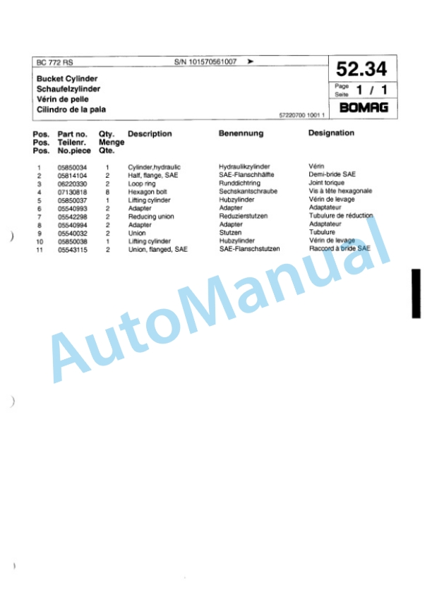 Bomag BC 772 RS Sanitary Landfill Compactor Spare Parts Catalogue 00817332 2 Bomag BC 772 RS Sanitary Landfill Compactor Spare Parts Catalogue 00817332-2