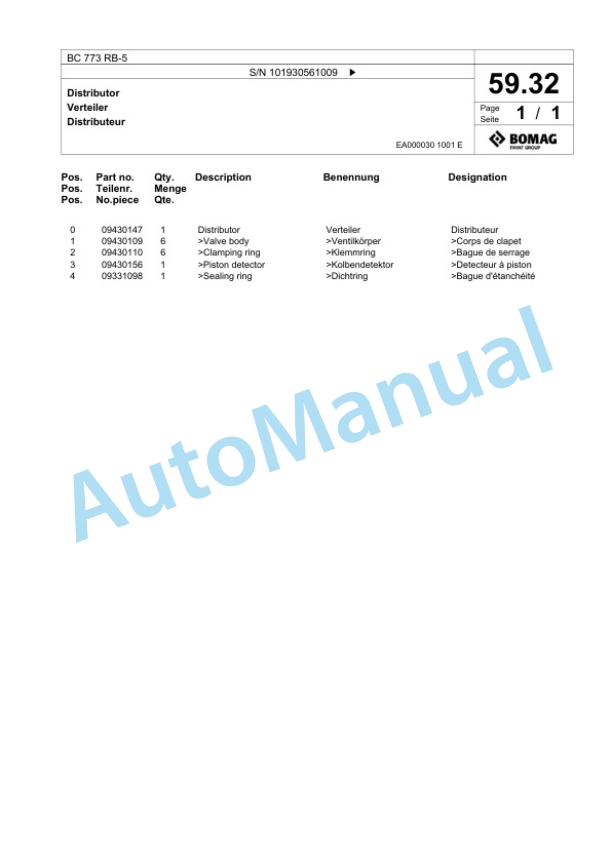 Bomag BC 773 RB-5 Sanitary Landfill Compactor Spare Parts Catalogue 00826869 2 Bomag BC 773 RB-5 Sanitary Landfill Compactor Spare Parts Catalogue 00826869-2
