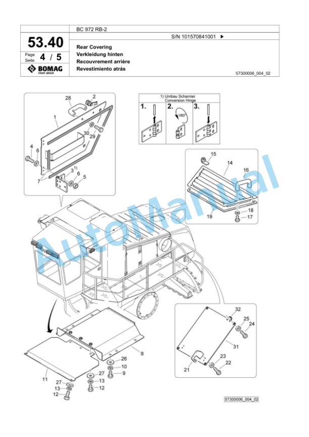 Bomag BC 972 RB-2 Sanitary Landfill Compactor Spare Parts Catalogue 00818701-2