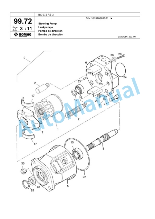 Bomag BC 972 RB-3 Sanitary Landfill Compactor Spare Parts Catalogue 00824085 5 Bomag BC 972 RB-3 Sanitary Landfill Compactor Spare Parts Catalogue 00824085-5