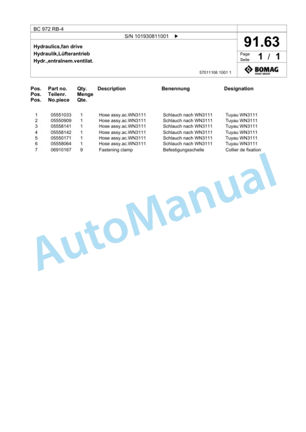 Bomag BC 972 RB-4 Sanitary Landfill Compactor Spare Parts Catalogue 00825773 3 Bomag BC 972 RB-4 Sanitary Landfill Compactor Spare Parts Catalogue 00825773-3