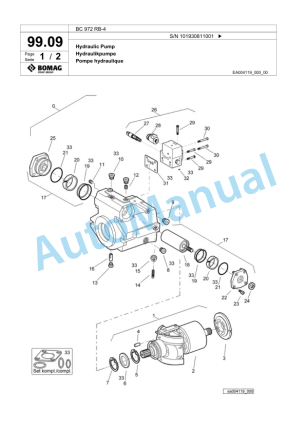 Bomag BC 972 RB-4 Sanitary Landfill Compactor Spare Parts Catalogue 00825773 4 Bomag BC 972 RB-4 Sanitary Landfill Compactor Spare Parts Catalogue 00825773-4