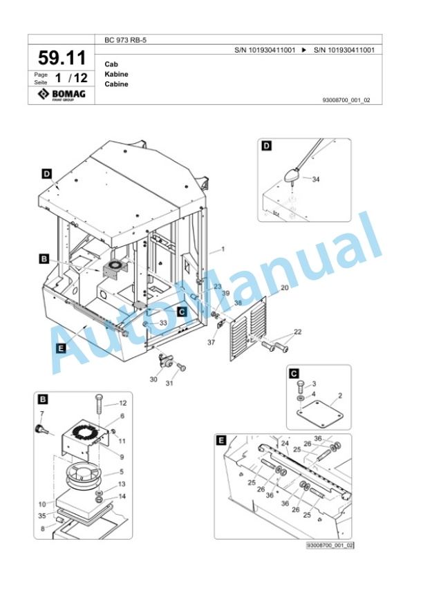 Bomag BC 973 RB-5 Sanitary Landfill Compactor Spare Parts Catalogue 00826035 2 Bomag BC 973 RB-5 Sanitary Landfill Compactor Spare Parts Catalogue 00826035-2
