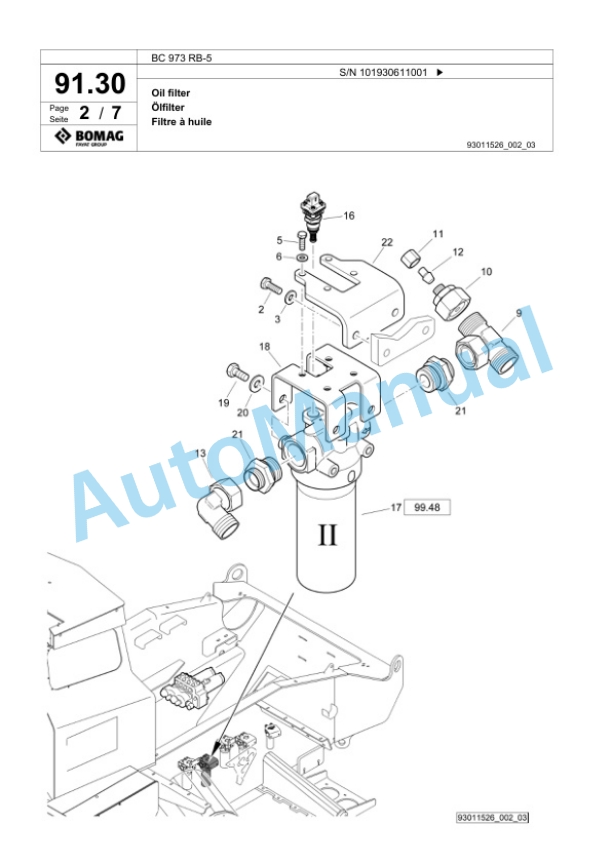 Bomag BC 973 RB-5 Sanitary Landfill Compactor Spare Parts Catalogue 00826463 3 Bomag BC 973 RB-5 Sanitary Landfill Compactor Spare Parts Catalogue 00826463-3