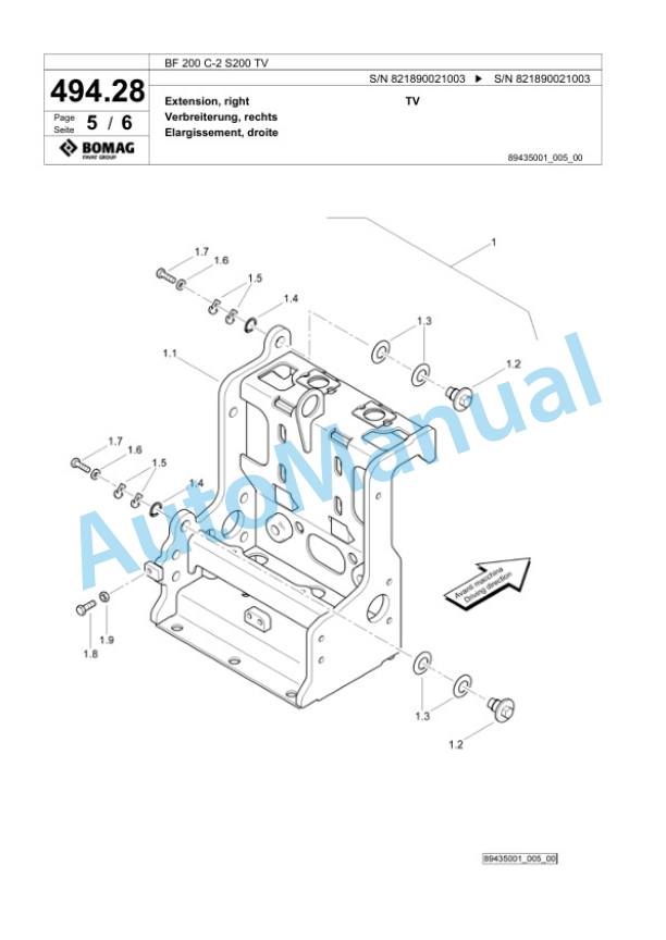 Bomag BF 200 C-2 S200 TV Paver Spare Parts Catalogue 00825333 3 Bomag BF 200 C-2 S200 TV Paver Spare Parts Catalogue 00825333-3