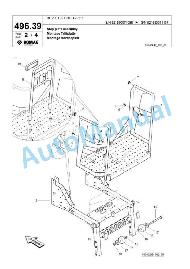 Bomag BF 200 C-2 S200 TV St5 Paver Spare Parts Catalogue 00825869 5 Bomag BF 200 C-2 S200 TV St5 Paver Spare Parts Catalogue 00825869-5
