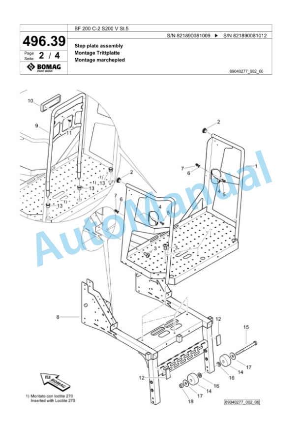 Bomag BF 200 C-2 S200 V St5 Paver Spare Parts Catalogue 00825871 4 Bomag BF 200 C-2 S200 V St5 Paver Spare Parts Catalogue 00825871-4