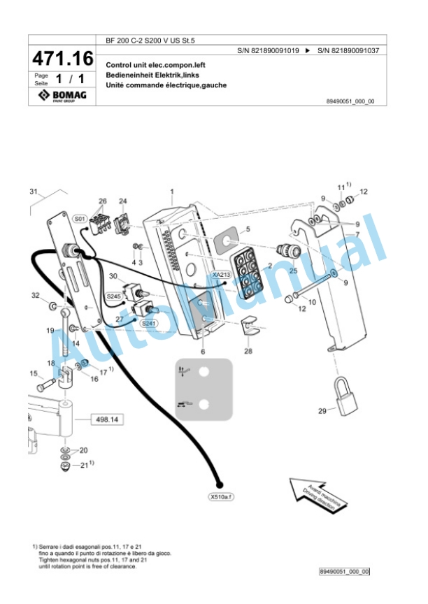 Bomag BF 200 C-2 S200 V US St5 Paver Spare Parts Catalogue 00825873 2 Bomag BF 200 C-2 S200 V US St5 Paver Spare Parts Catalogue 00825873-2