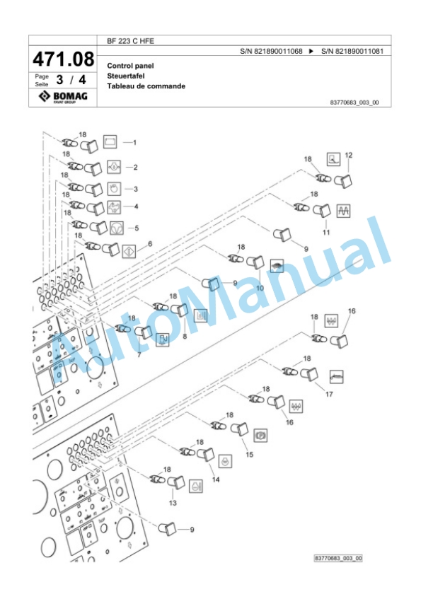 Bomag BF 223 C HFE Paver Spare Parts Catalogue 00824301 2 Bomag BF 223 C HFE Paver Spare Parts Catalogue 00824301-2