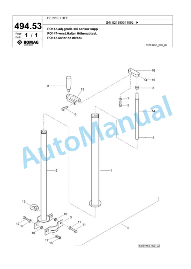 Bomag BF 223 C HFE Paver Spare Parts Catalogue 00824301 5 Bomag BF 223 C HFE Paver Spare Parts Catalogue 00824301-5