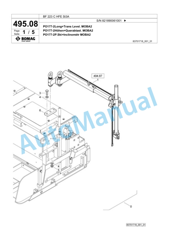 Bomag BF 223 C HFE St3A Paver Spare Parts Catalogue 00826029 5 Bomag BF 223 C HFE St3A Paver Spare Parts Catalogue 00826029-5