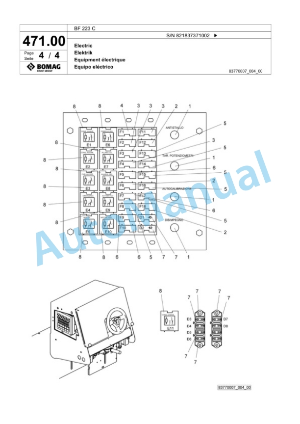 Bomag BF 223 C Paver Spare Parts Catalogue 00800741 2 Bomag BF 223 C Paver Spare Parts Catalogue 00800741-2