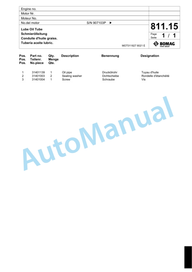 Bomag BF 223 C Paver Spare Parts Catalogue 00800741 5 Bomag BF 223 C Paver Spare Parts Catalogue 00800741-5