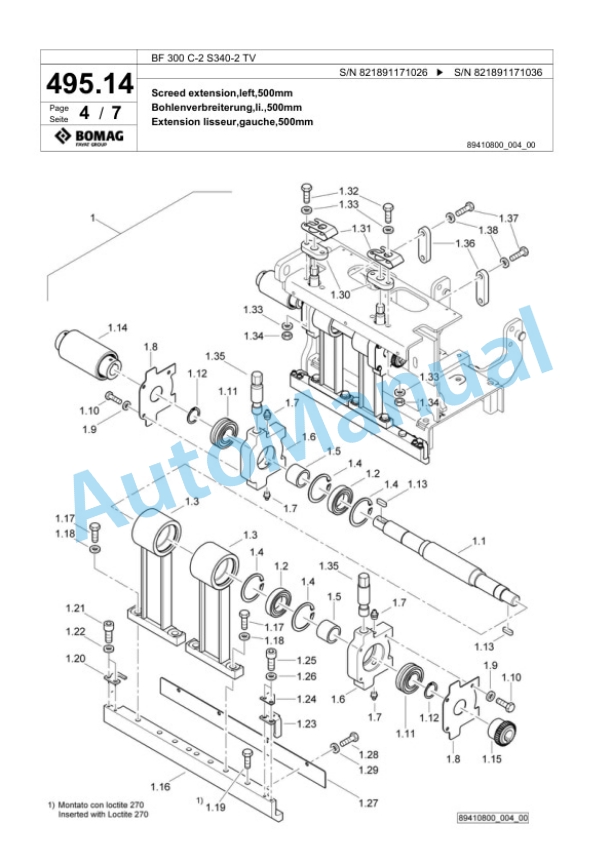 Bomag BF 300 C-2 S340-2 TV Paver Spare Parts Catalogue 00800809 5 Bomag BF 300 C-2 S340-2 TV Paver Spare Parts Catalogue 00800809-5