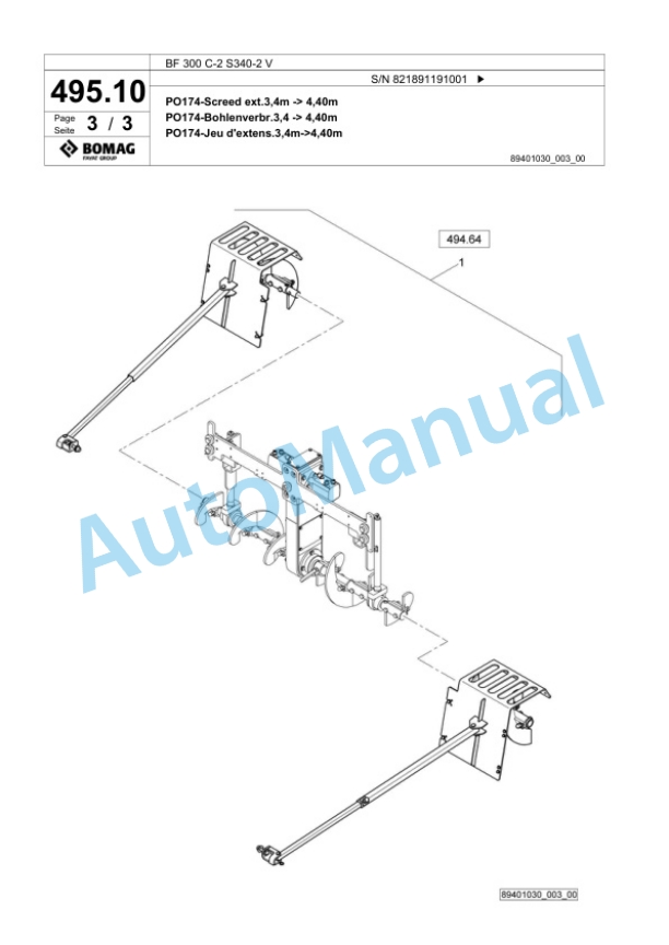 Bomag BF 300 C-2 S340-2 V Paver Spare Parts Catalogue 00800813 5 Bomag BF 300 C-2 S340-2 V Paver Spare Parts Catalogue 00800813-5