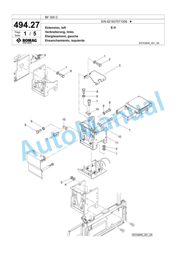 Bomag BF 300 C Paver Spare Parts Catalogue 00800649 4 Bomag BF 300 C Paver Spare Parts Catalogue 00800649-4