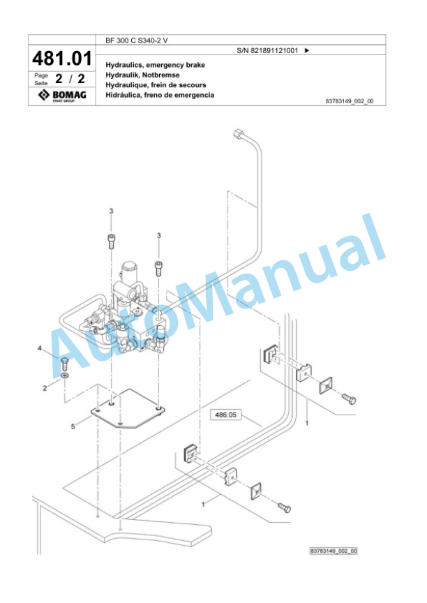 Bomag BF 300 C S340-2 V Paver Spare Parts Catalogue 00800769 2 Bomag BF 300 C S340-2 V Paver Spare Parts Catalogue 00800769-2