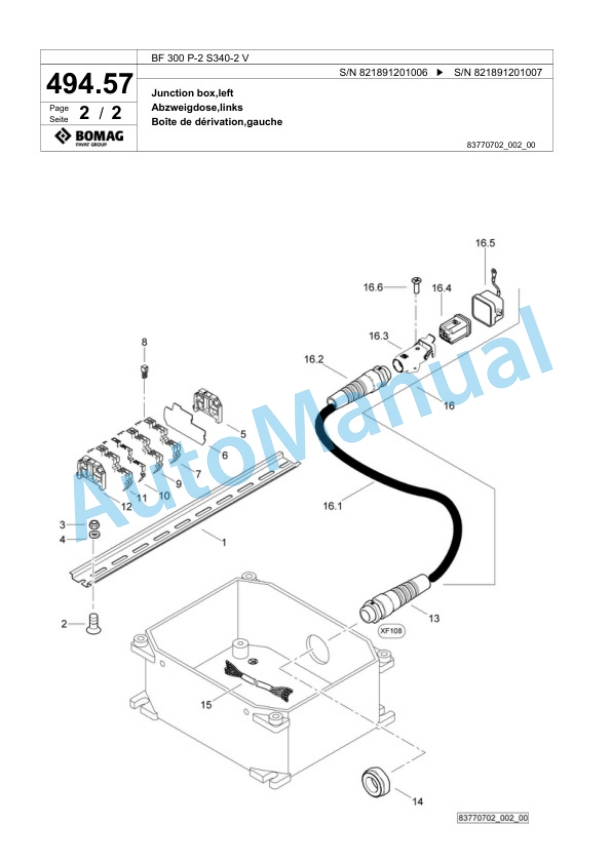 Bomag BF 300 P-2 S340-2 V Paver Spare Parts Catalogue 00800815 5 Bomag BF 300 P-2 S340-2 V Paver Spare Parts Catalogue 00800815-5