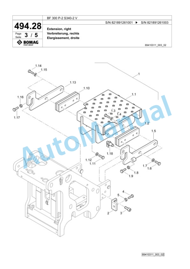 Bomag BF 300 P-2 S340-2 V Paver Spare Parts Catalogue 00825655 3 Bomag BF 300 P-2 S340-2 V Paver Spare Parts Catalogue 00825655-3