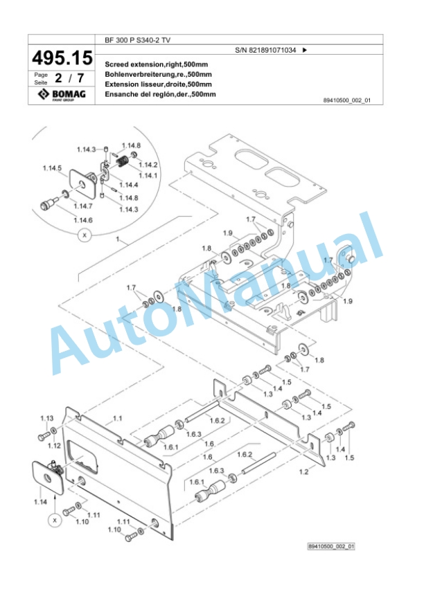 Bomag BF 300 P S340-2 TV Paver Spare Parts Catalogue 00800759 5 Bomag BF 300 P S340-2 TV Paver Spare Parts Catalogue 00800759-5