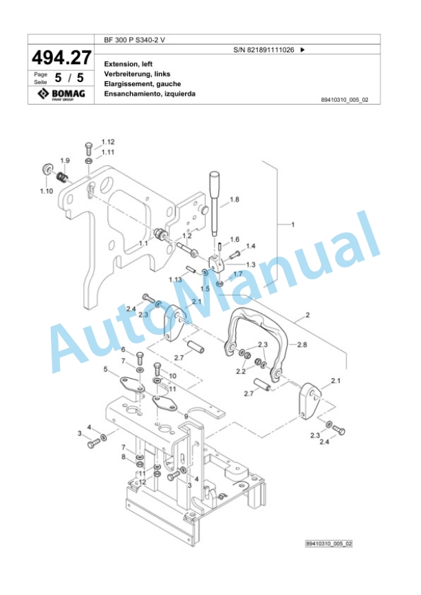 Bomag BF 300 P S340-2 V Paver Spare Parts Catalogue 00800767 3 Bomag BF 300 P S340-2 V Paver Spare Parts Catalogue 00800767-3
