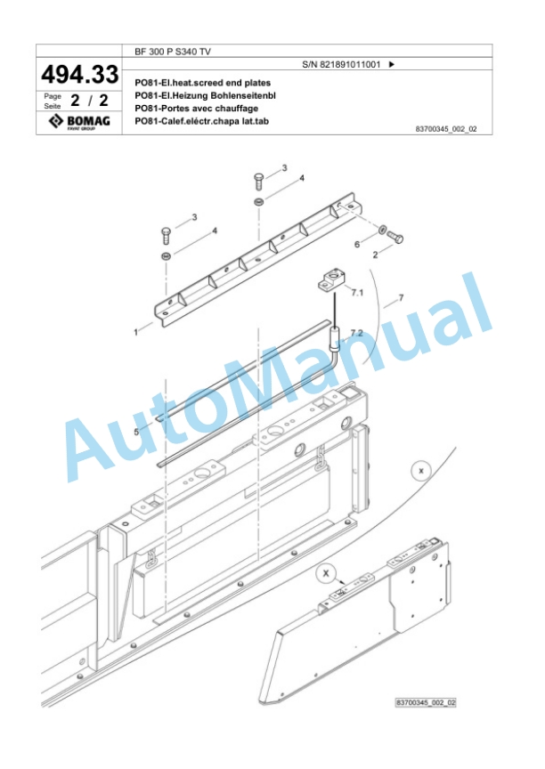 Bomag BF 300 P S340 TV Paver Spare Parts Catalogue 00824187 3 Bomag BF 300 P S340 TV Paver Spare Parts Catalogue 00824187-3