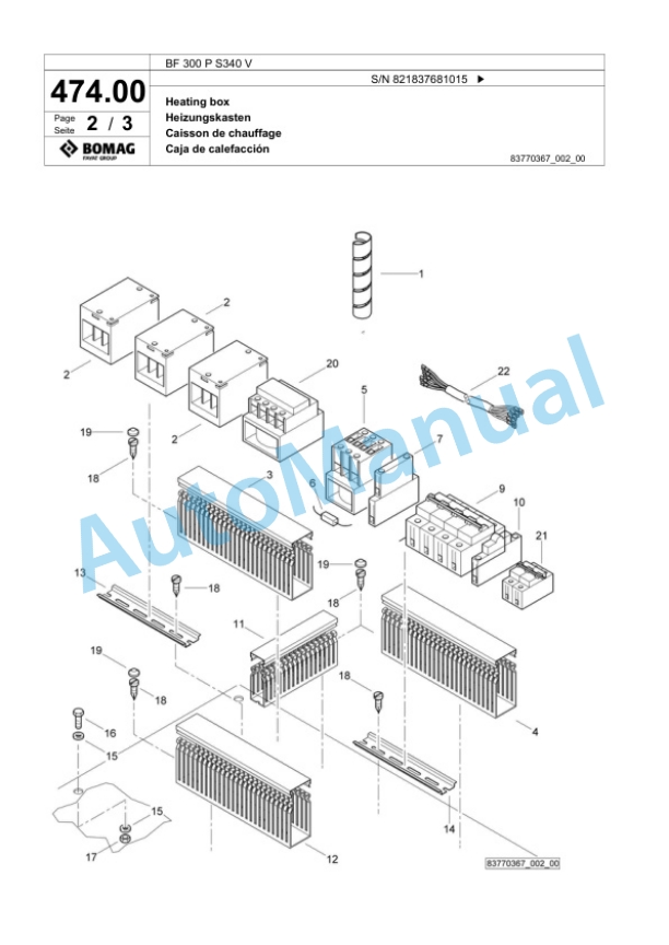 Bomag BF 300 P S340 V Paver Spare Parts Catalogue 00800711 2 Bomag BF 300 P S340 V Paver Spare Parts Catalogue 00800711-2