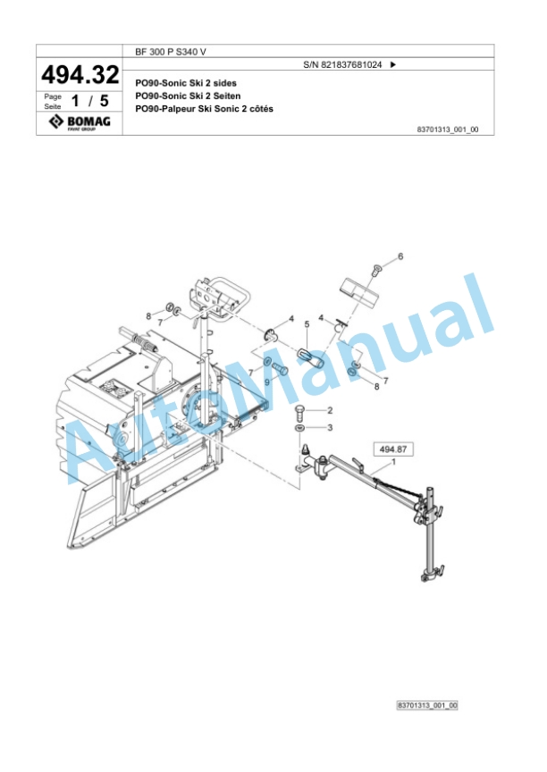 Bomag BF 300 P S340 V Paver Spare Parts Catalogue 00824231 3 Bomag BF 300 P S340 V Paver Spare Parts Catalogue 00824231-3