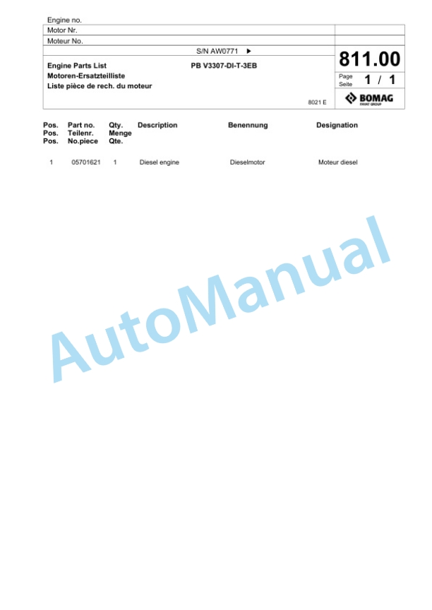 Bomag BF 300 P S340 V Paver Spare Parts Catalogue 00824231 5 Bomag BF 300 P S340 V Paver Spare Parts Catalogue 00824231-5
