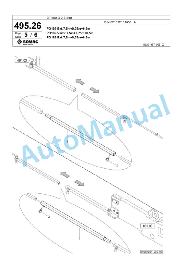 Bomag BF 600 C-2 S 500 Paver Spare Parts Catalogue 00800907-4