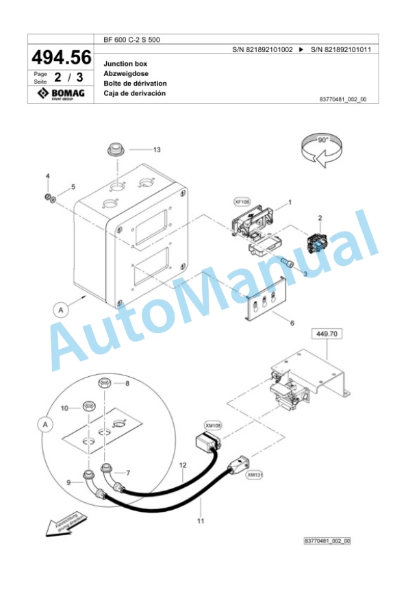 Bomag BF 600 C-2 S 500 Paver Spare Parts Catalogue 00824489-3