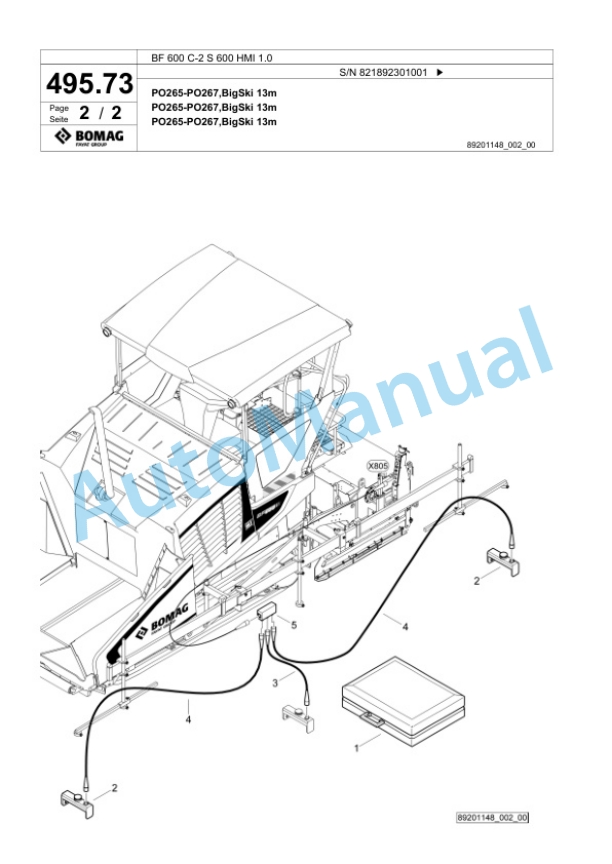 Bomag BF 600 C-2 S 600 HMI 1.0 Paver Spare Parts Catalogue 00825903 3 Bomag BF 600 C-2 S 600 HMI 1.0 Paver Spare Parts Catalogue 00825903-3