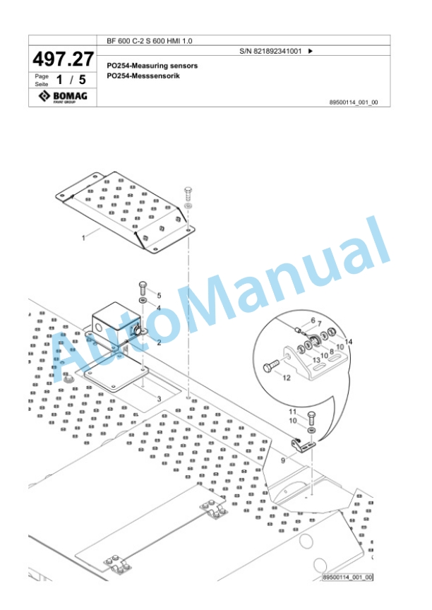 Bomag BF 600 C-2 S 600 HMI 1.0 Paver Spare Parts Catalogue 00825919 3 Bomag BF 600 C-2 S 600 HMI 1.0 Paver Spare Parts Catalogue 00825919-3