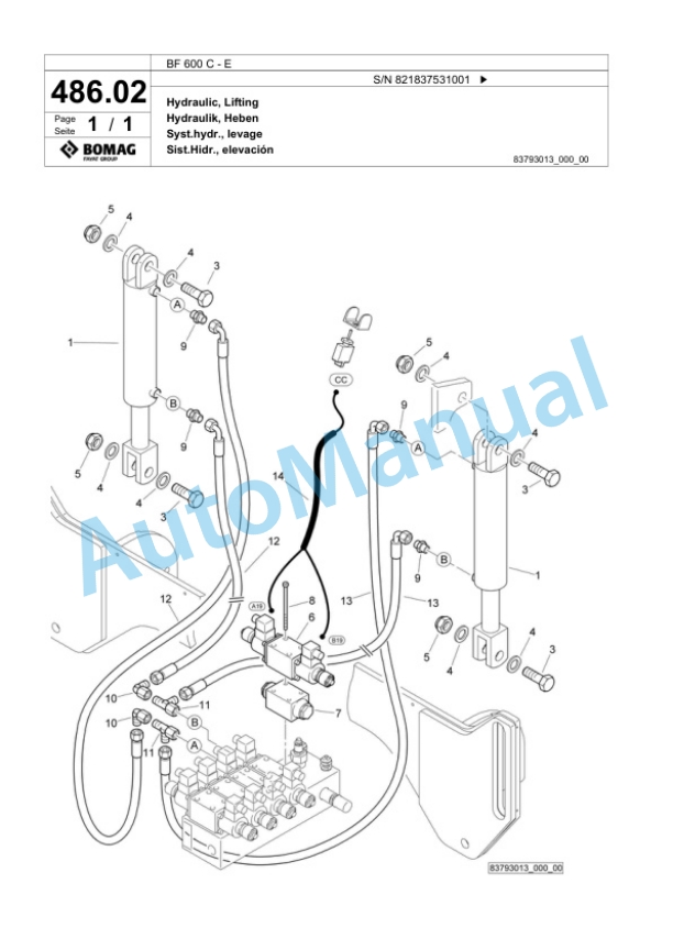 Bomag BF 600 C - E Paver Spare Parts Catalogue 00800651 3 Bomag BF 600 C - E Paver Spare Parts Catalogue 00800651-3
