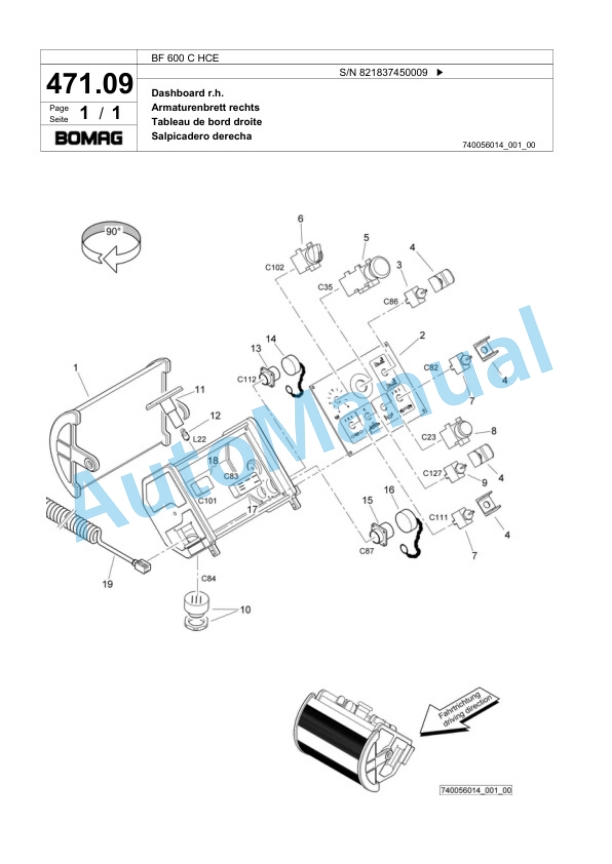 Bomag BF 600 C HCE Paver Spare Parts Catalogue 00800633 2 Bomag BF 600 C HCE Paver Spare Parts Catalogue 00800633-2
