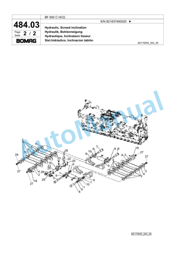 Bomag BF 600 C HCG Paver Spare Parts Catalogue 00800635 2 Bomag BF 600 C HCG Paver Spare Parts Catalogue 00800635-2