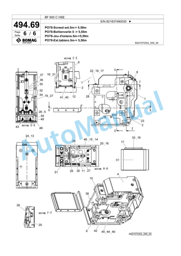 Bomag BF 600 C HSE Paver Spare Parts Catalogue 00800639 3 Bomag BF 600 C HSE Paver Spare Parts Catalogue 00800639-3