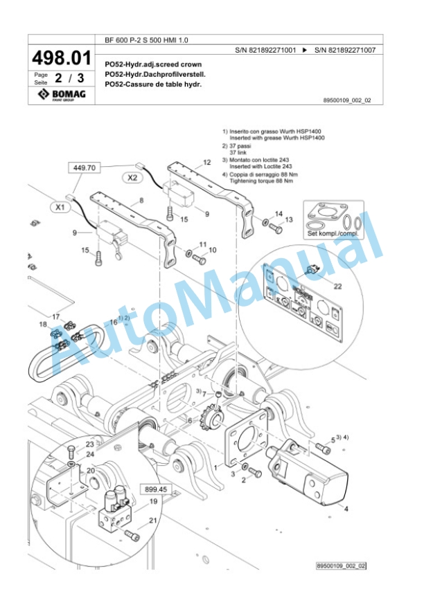 Bomag BF 600 P-2 S 500 HMI 1.0 Paver Spare Parts Catalogue 00825913 5 Bomag BF 600 P-2 S 500 HMI 1.0 Paver Spare Parts Catalogue 00825913-5