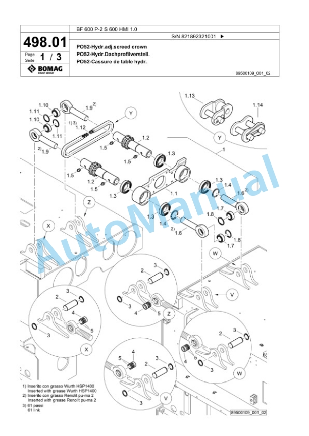 Bomag BF 600 P-2 S 600 HMI 1.0 Paver Spare Parts Catalogue 00825915 3 Bomag BF 600 P-2 S 600 HMI 1.0 Paver Spare Parts Catalogue 00825915-3