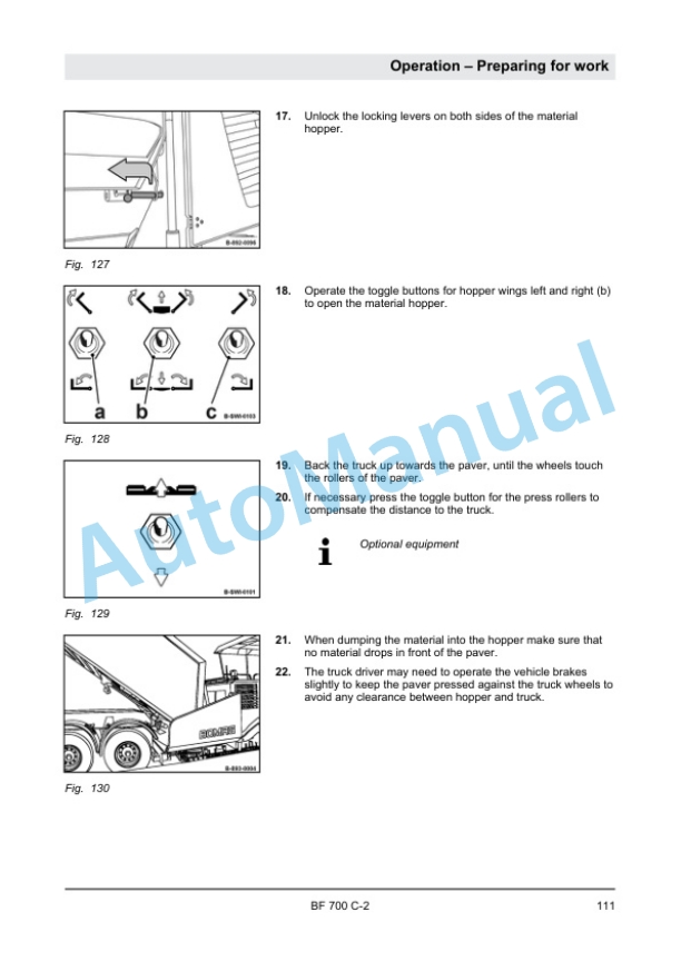 Alternative view of Bomag BF 700 C-2 Paver Operating and Maintenance Instructions 00820031