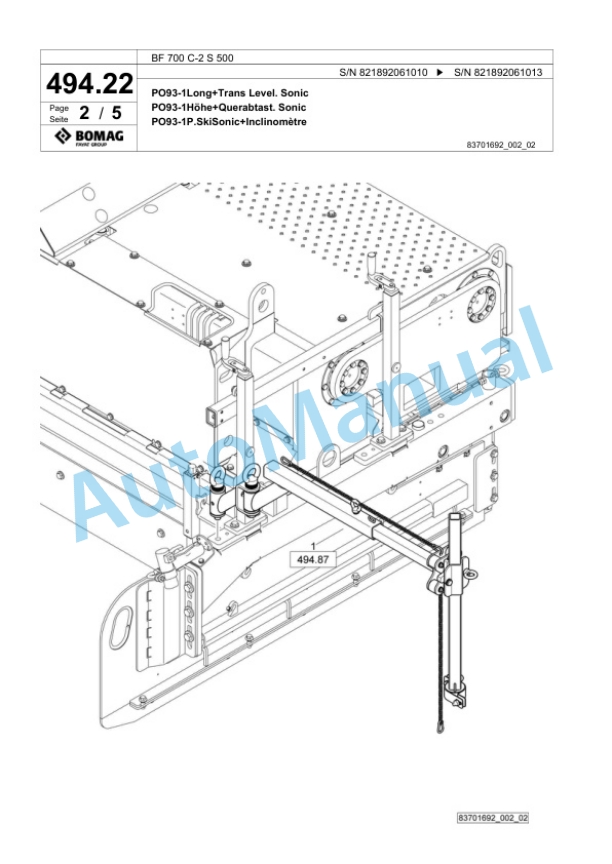 Bomag BF 700 C-2 S 500 Paver Spare Parts Catalogue 00800799 2 Bomag BF 700 C-2 S 500 Paver Spare Parts Catalogue 00800799-2