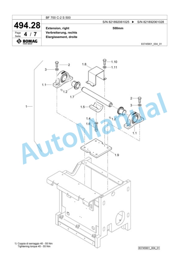 Bomag BF 700 C-2 S 500 Paver Spare Parts Catalogue 00800869 2 Bomag BF 700 C-2 S 500 Paver Spare Parts Catalogue 00800869-2