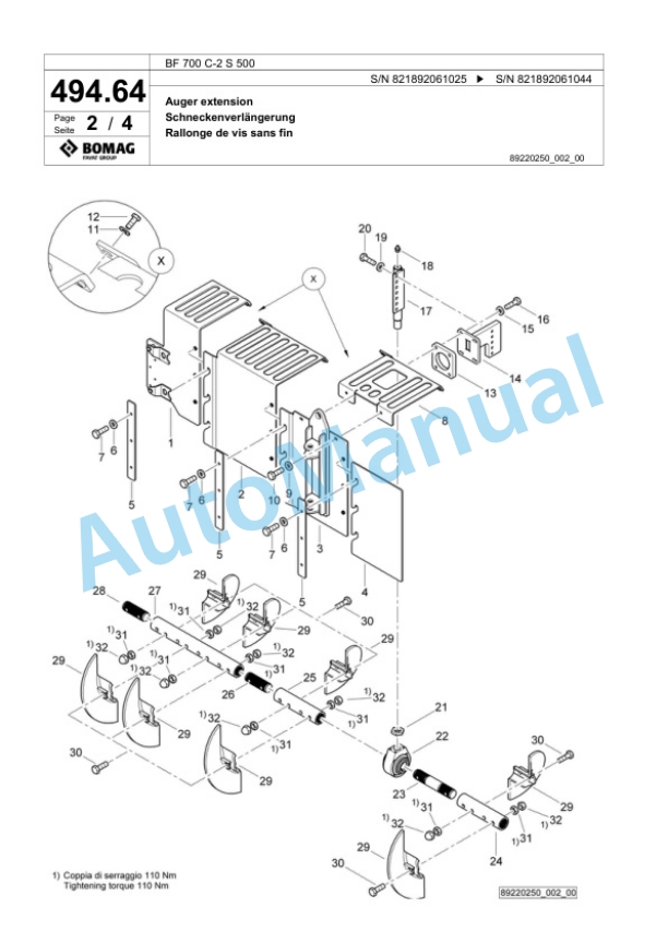 Bomag BF 700 C-2 S 500 Paver Spare Parts Catalogue 00800869 4 Bomag BF 700 C-2 S 500 Paver Spare Parts Catalogue 00800869-4