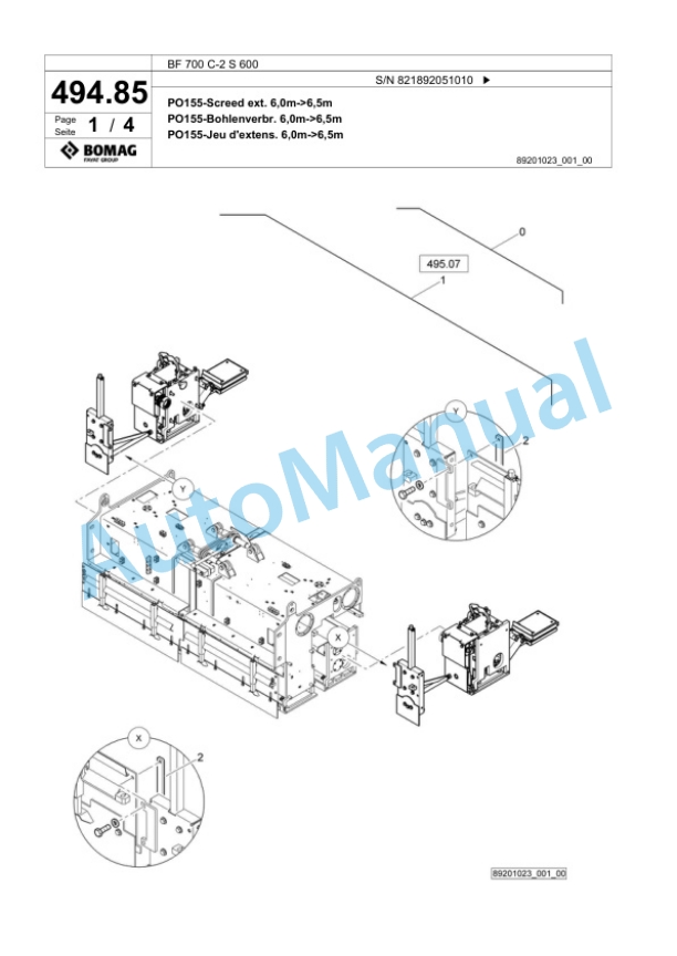 Bomag BF 700 C-2 S 600 Paver Spare Parts Catalogue 00800867 4 Bomag BF 700 C-2 S 600 Paver Spare Parts Catalogue 00800867-4
